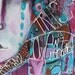 Love is Not Enough  Funky Face Abstract Graffiti Like portrait in magenta, teal, purple, white and black by Jodi Ohl