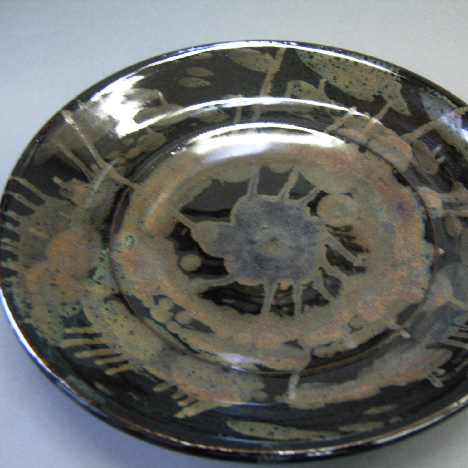 Black and Gold Tapas Plate/Stoneware/Wheelthrown