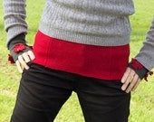 Recycled Wool  Midriff Warmer Haramaki- Red on Red - Sml, Med, Lge