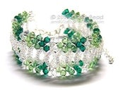 Fresh Green Splendid Swarovski Crystal Cuff Bracelet with silver clasp by CandyBead