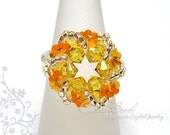 Swarovski ring, Swirl Flower series - Sun Flower Swarovski Crystal Ring by CandyBead (R018-03)