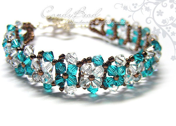 Blue Zircon Swarovski Crystal Bracelet with Rhodium toggle clasp by CandyBead