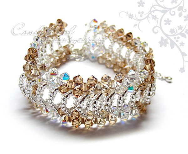 Swarovski Bracelet, Light Shadow Gold Splendid Bracelet by CandyBead (B001-22)