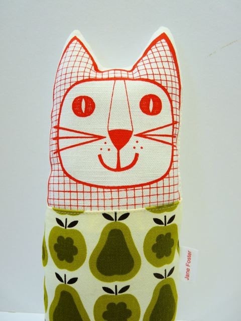 Orla Kiely pear and flower fabric cats