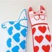 Retro modern love heart valentine toy dog plush by Jane Foster