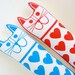Retro modern love heart valentine cat toy plush by Jane Foster