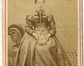 Unique Rare Antique 1860s English CDV Carte De Visite Portrait of Woman Holding a Book - Blackpool England