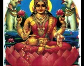 Mature Religion Lakshmi Goddess of Wealth Charm Hindu Deity Giclée Printed Art Sew on 3 x 4in Twill Back Patch Frame Craft Free S/H MBG