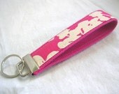 Wristlet Key Fob Key Chain in Amy Butler Coriander in Pink - LIMITED AVAILABILITY -