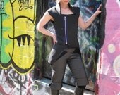 Steampunk Vest Avant Garde Gothic Cyber Dandy Corset Grey Purple Bustle
