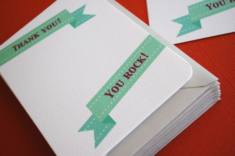 LIMITED- You Rock banner, set of 10 flat cards