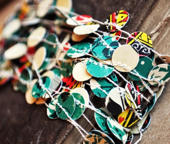 Recycled Antique Emerald Green Playing Cards Garland Strand - 10 feet