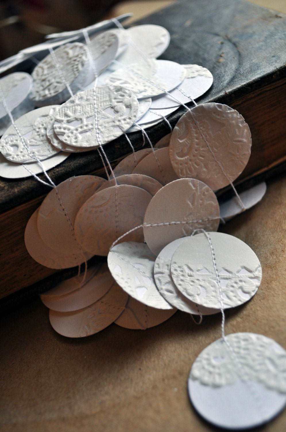 White Lace Paper Garland Strand - 26 feet / RESERVED for Hera
