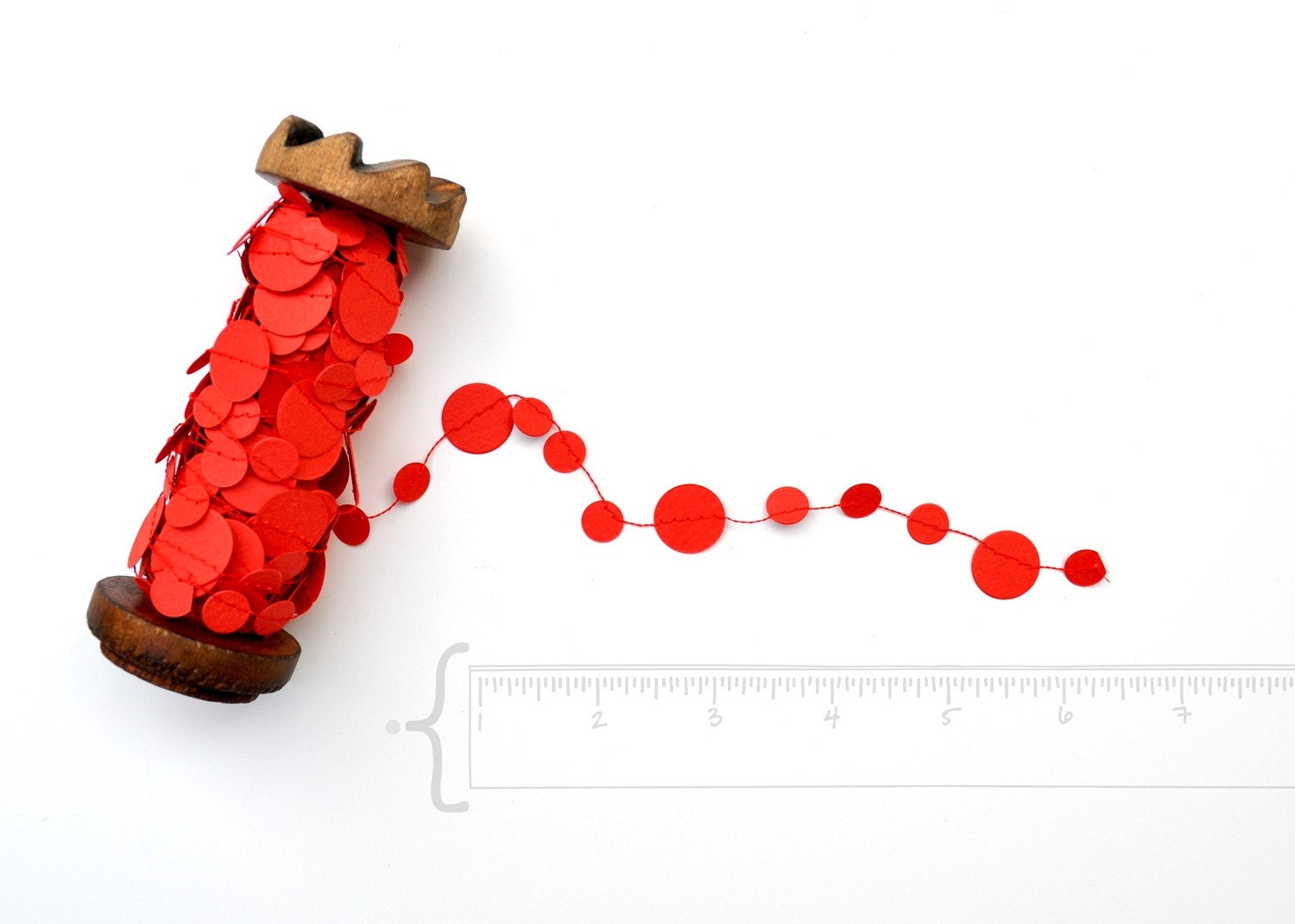 Poppy and Ivory Confetti Paper Garland Strands - 20 feet / RESERVED for Dominique
