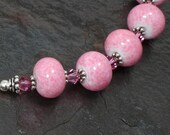 Perfectly Pink Art Glass, Crystal, and Sterling SIlver Necklace