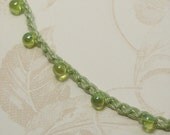 Crochet Confetti Apple Green Anklet with Teardrop Beads