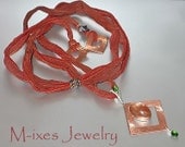 M-ixes OOAK Necklace -Copper, Fine Silver, Rutile Quartz, Chrome Diopside-