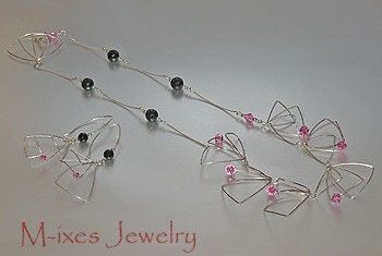M-ixes OOAK Set -Ode to Lilian- Onyx Swarovski Sterling Silver