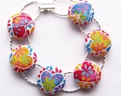 Feelin Groovy Fabric Covered Button Bracelet