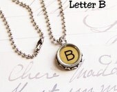 Vintage Typewriter Key Necklace Letter B