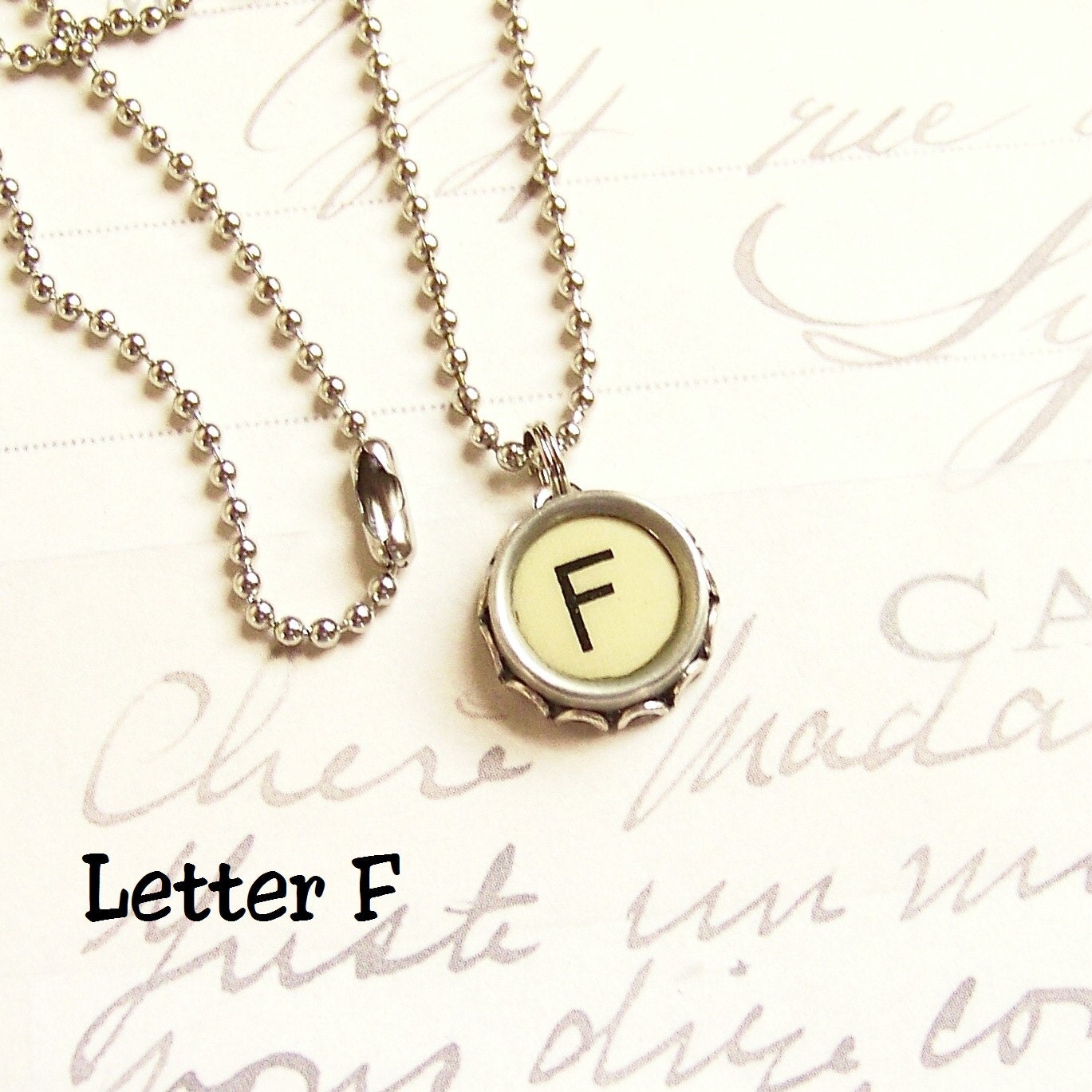 Vintage Typewriter Key Necklace Letter F