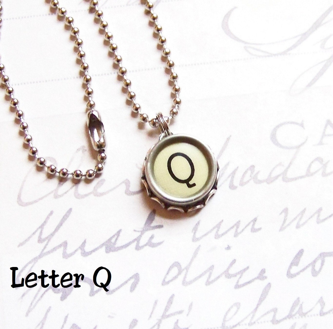 Vintage Typewriter Key Necklace Letter Q
