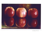 Three Apples - Blank - Handmade - Photo Greeting Cards - Note Cards - Red - Harvest - Seasonal - Thanksgiving