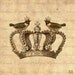 Digital Collage Vintage Style Crown with Royal Birds Digital Image Download Transfer