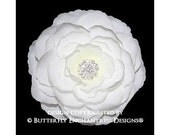 Rhinestone Diamond White English Rose Bridal Hair Flower Clip