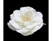 Pale Ivory Bridal Hair Flower, Wedding Hair Accessory, Bridal Head Piece - Gwyneth Gardenia Flower Hair Clip - Champagne Crystal
