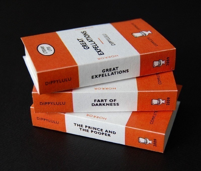 Literary Lites double set of matchboxes x 6 -- When the air thickens, so should the plot