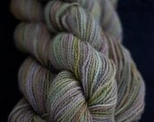 Hand Dyed Yarn, Wool/Mohair Yarn, Green, Brown, Grey 'Walk in the Woods Morning'