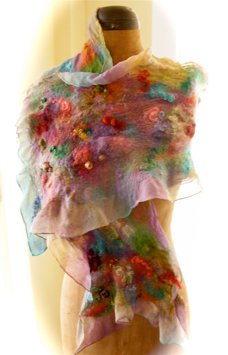 Learn to Nuno Felt a Scarf Kit, Silk Chiffon, Wool