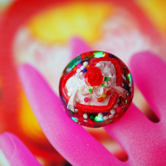 Rainbow Rose - Resin Flower Ring