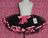 Sewn Ribbon Tutu Skirt - Black, Pink - Baby, Toddler, Girl
