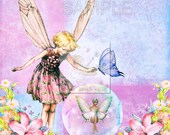 Digital Fairy playing in the garden  Sheet  you print