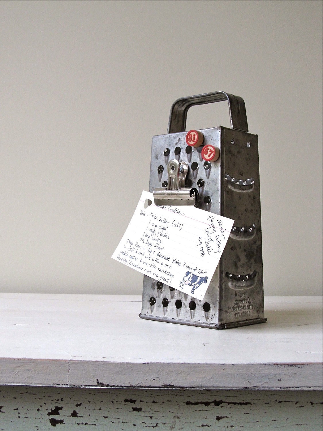 Upcycled Metal Grater Recipe Holder