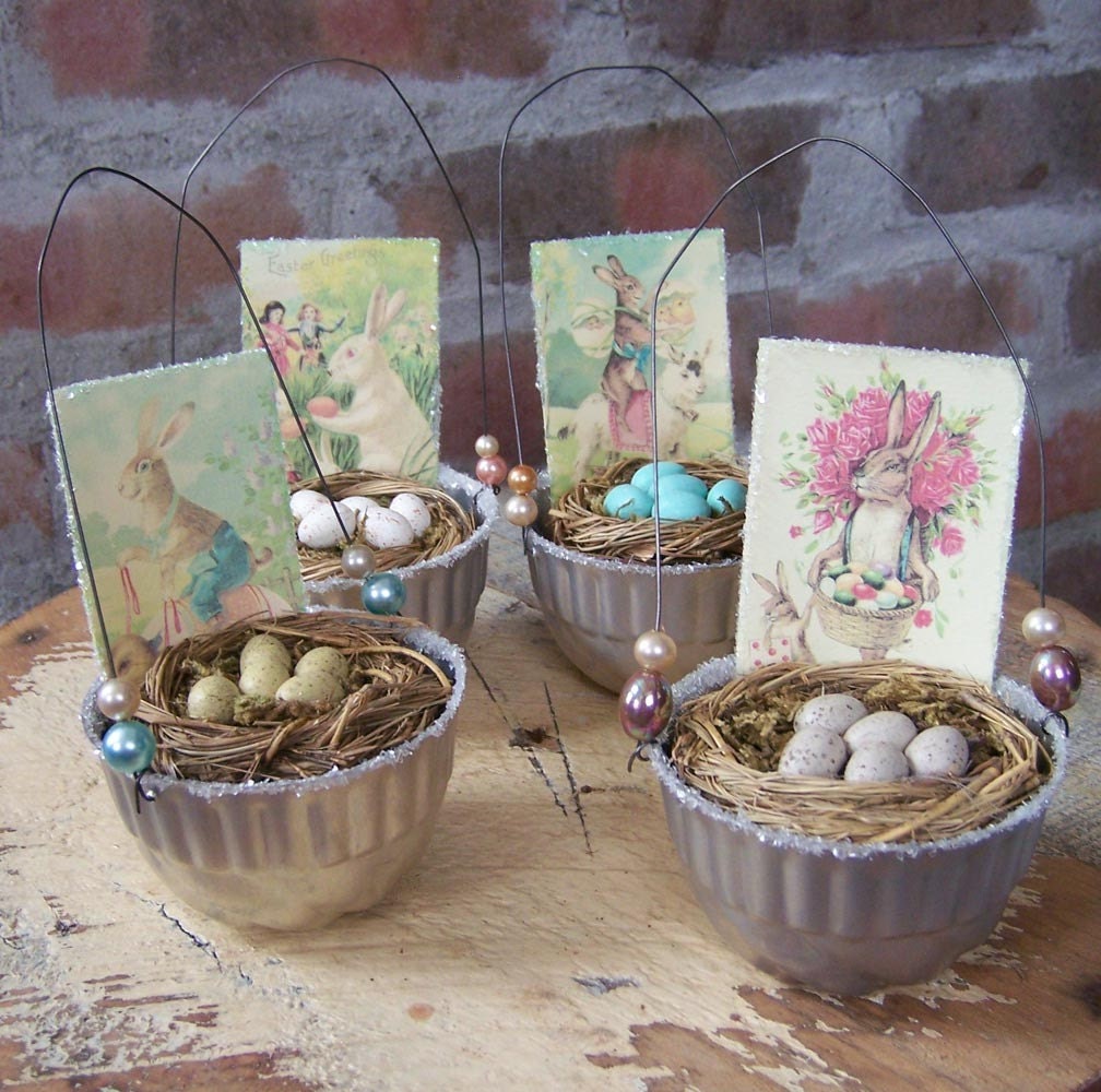 Vintage-Inspired Jello Mold Easter Egg Baskets