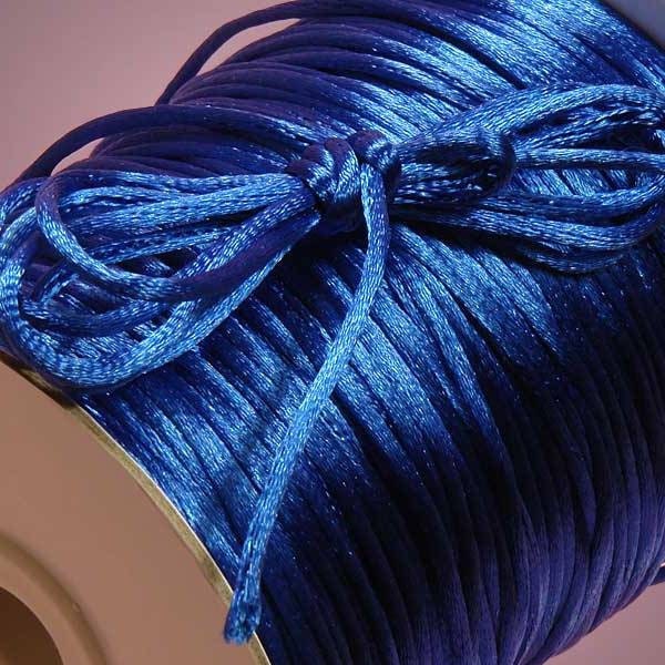 8 Yards Of Royal Blue 2mm Nylon Satin Rattail or Rat Tail Cord For Necklace Pendants and Bracelets