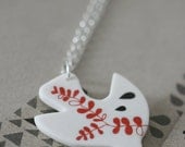 Porcelain and sterling silver necklace - free bird