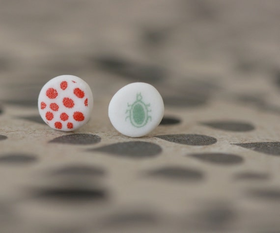 Bug and spots - Porcelain Earrings