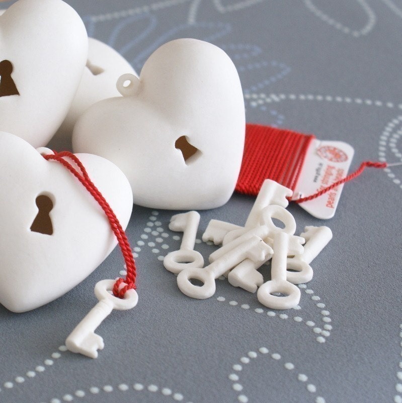 The key to my heart - unique porcelain Heart-ART