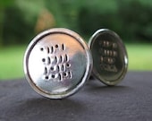 Geek Love . Sterling Silver Cuff Links . Binary Code Inscription of any word up to 5 letters long . READY TO SHIP