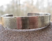 Men's Customized Cuff Bracelet. sterling silver . rustic weather-worn finish . customize with your words