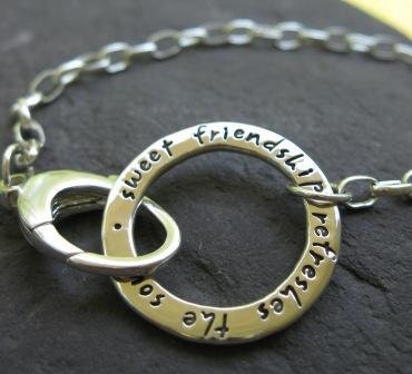 customized sterling silver bracelet . (( Journal Circle )) . your choice of words in my NEW Journaling Lowercase Font