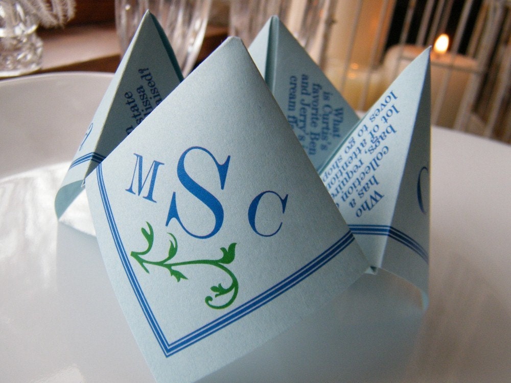 Cootie Catchers- Origami Wedding Favors- Set of 50 COLOR Ink