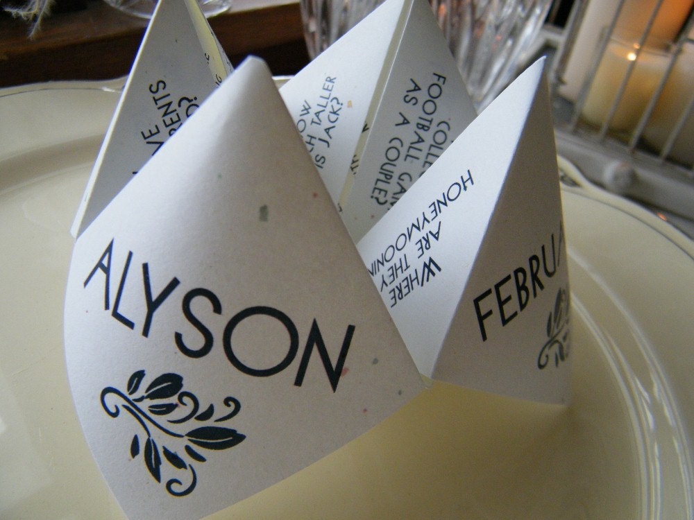 Cootie Catchers- Origami Wedding MENUS, Set of 50