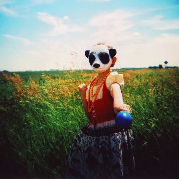 giant panda, 8x10 archival print photograph featuring girl in vintage dutch dress