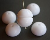 6 Vintage Lucite White Half Beads D4