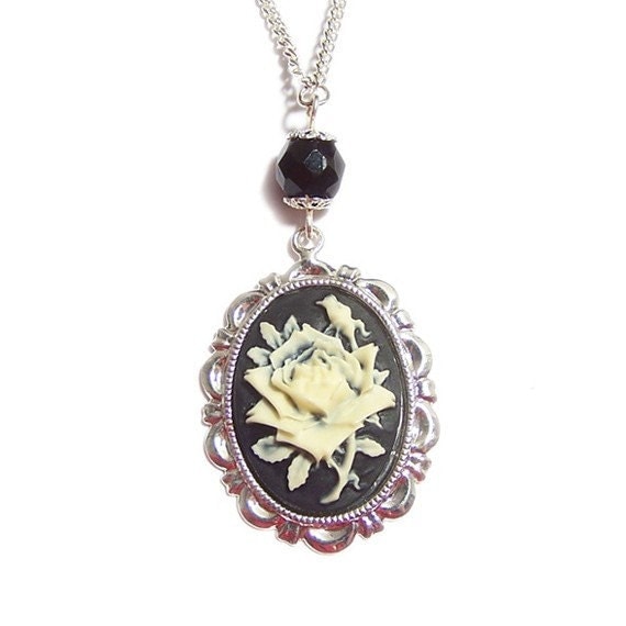 The black rose cameo necklace Victorian gothic